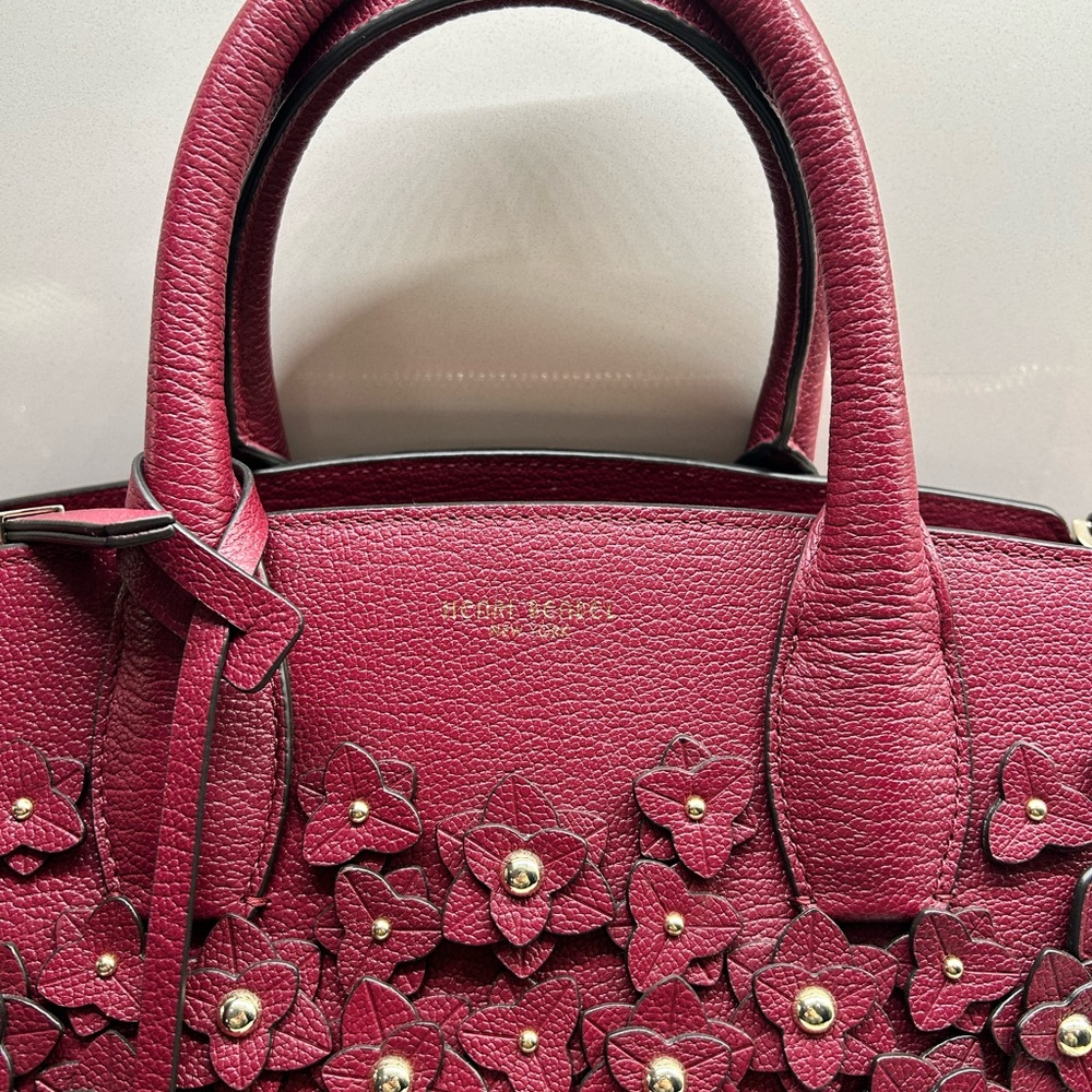 Henri Bendel Burgundy Floral Satchel - Picture 2 of 11